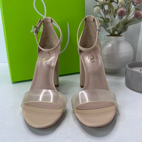 Sam Edelman Yaro Ankle Strap Block Heel Sandal Almond Women's 9.5M Tried On - Picture 1 of 10